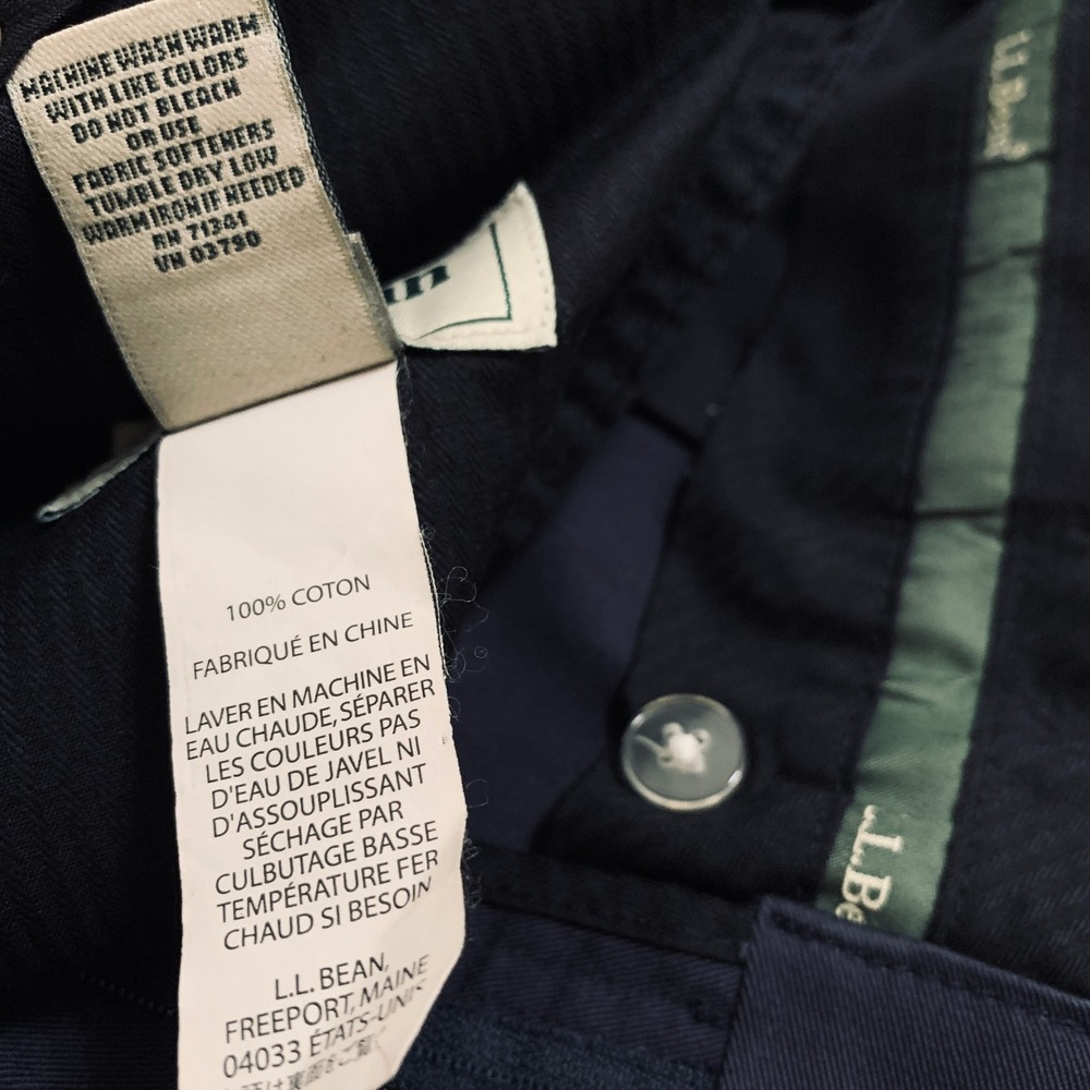 L.L.Bean‎ Men's Classic Fit Flat Front Cotton Chino Pants Navy Blue Size 38x29 - Picture 7 of 11